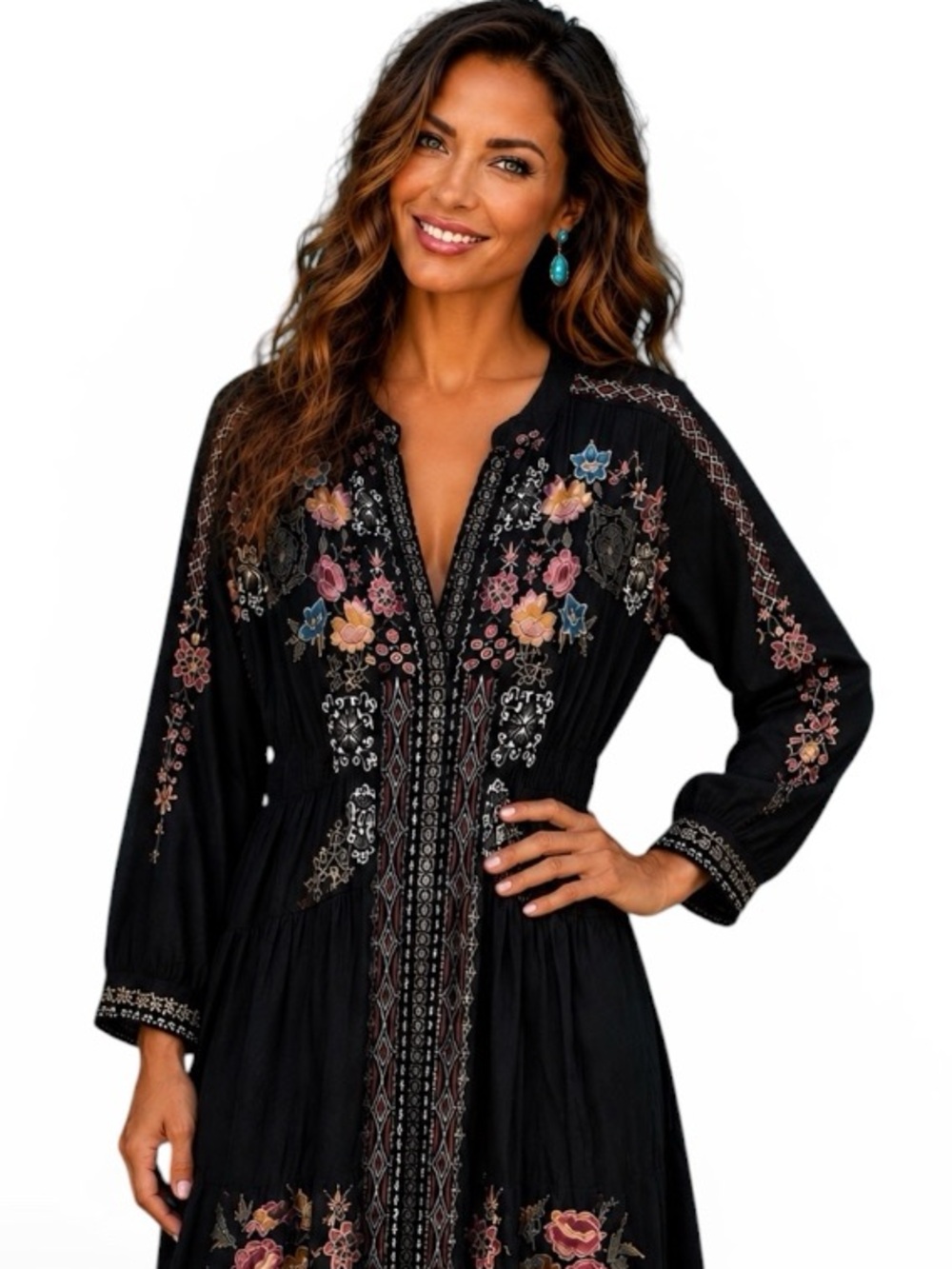 Johnny Was BIYA extremely heavily embroidered FAIRLIE DRESS NWT - Picture 9 of 13